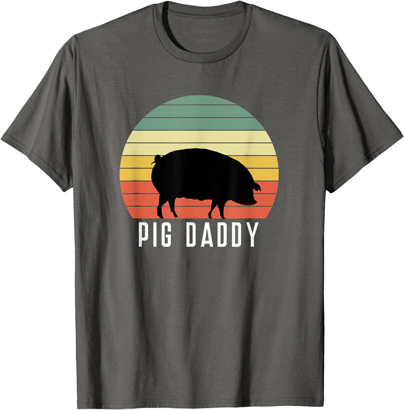 Pig Farmer for Men Women Kids Boys Girls Pig Dad - Daddy Farmer Farming Farm Pork Animal Livestock T-Shirt - Asphalt Grey