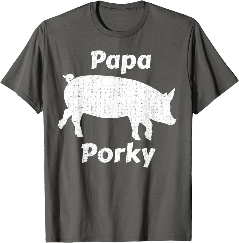 Papa Porky Pig Daddy Father Hog pork T-Shirt - Asphalt Grey