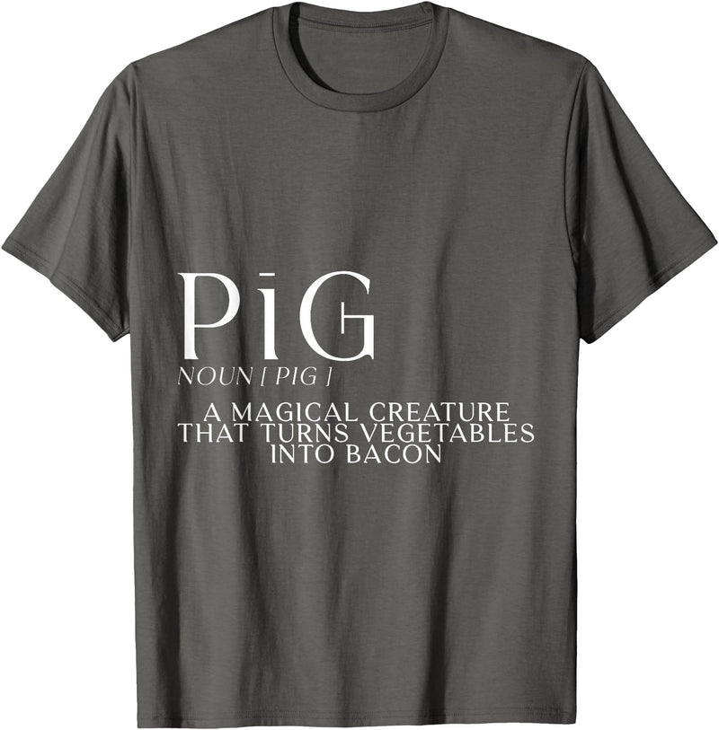 Bacon FH Pig, A Magical Creature That Turns Vegetables Into Bacon --- T-Shirt - Asphalt Grey
