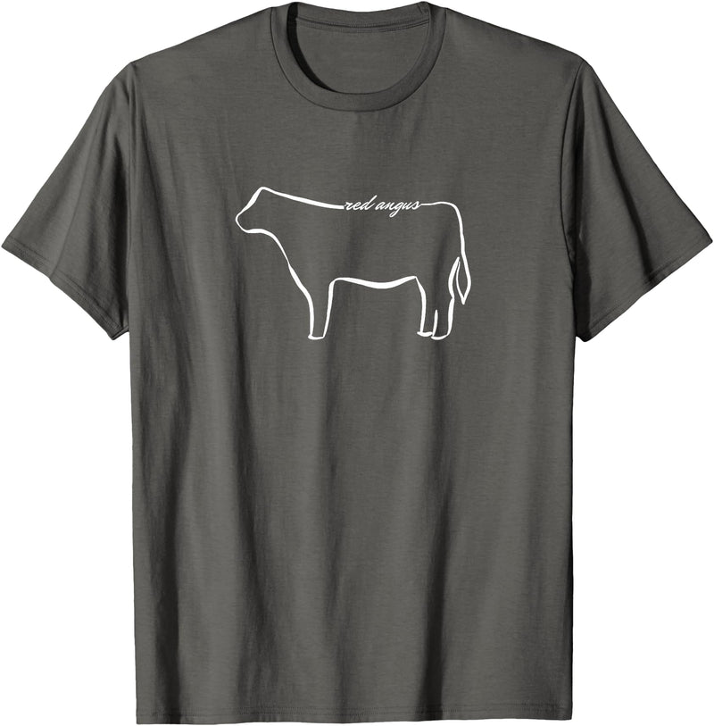 Red Angus cow decor Red Angus Cow Art Print T-Shirt - Asphalt Grey