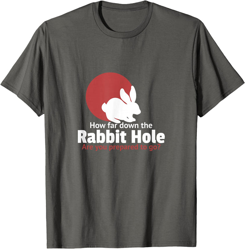 How Far in the Rabbit Hole Are You Ready to Go T-Shirt in Asphalt Grey