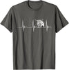 Loveable Highland Cows Hairy Coos Scottish Highland Cow Heartbeat EKG Pulse Highlander Cow T-Shirt - Asphalt Grey