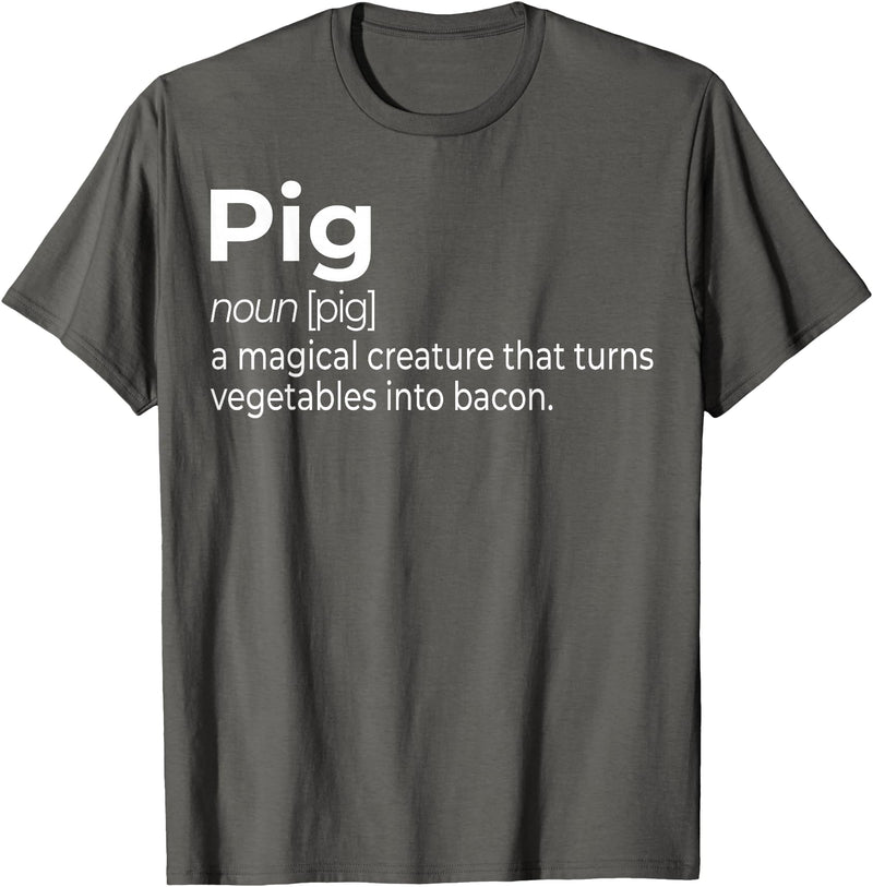 Awesome Barbecue Apparel, Clothing and Accessories Pig, a Magical Creature that Turns Vegetables Into Bacon T-Shirt - Asphalt Grey