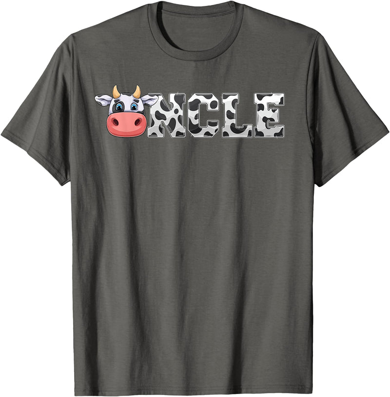 ETHRLO cow im one birthday decorations Shirts Uncle Cow Print Cowboy Animal Pattern Farmer Cow Uncle T-Shirt - Asphalt Grey