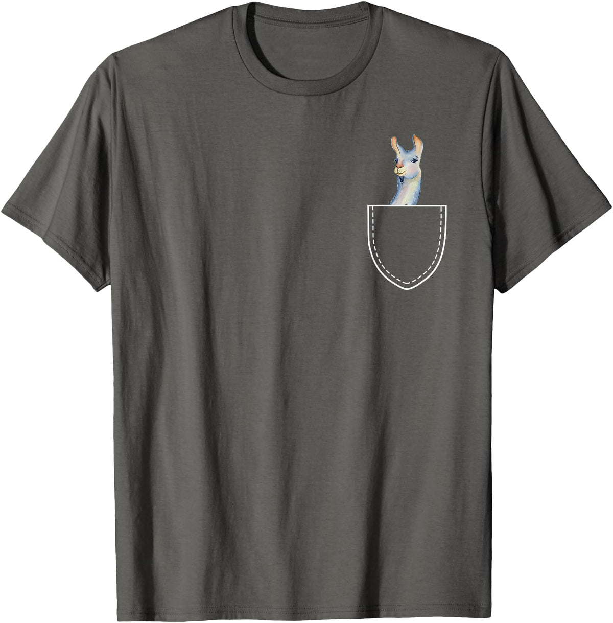 Funny Llama Gifts Llama In A Pocket - Alpaca T-Shirt - Asphalt Grey