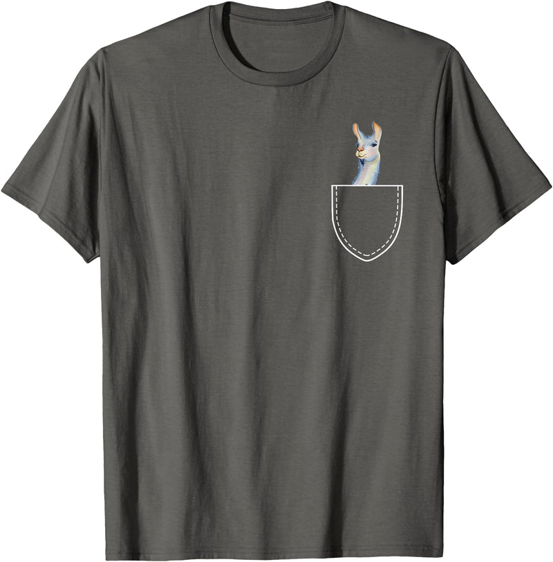 Funny Llama Gifts Llama In A Pocket - Alpaca T-Shirt - Asphalt Grey