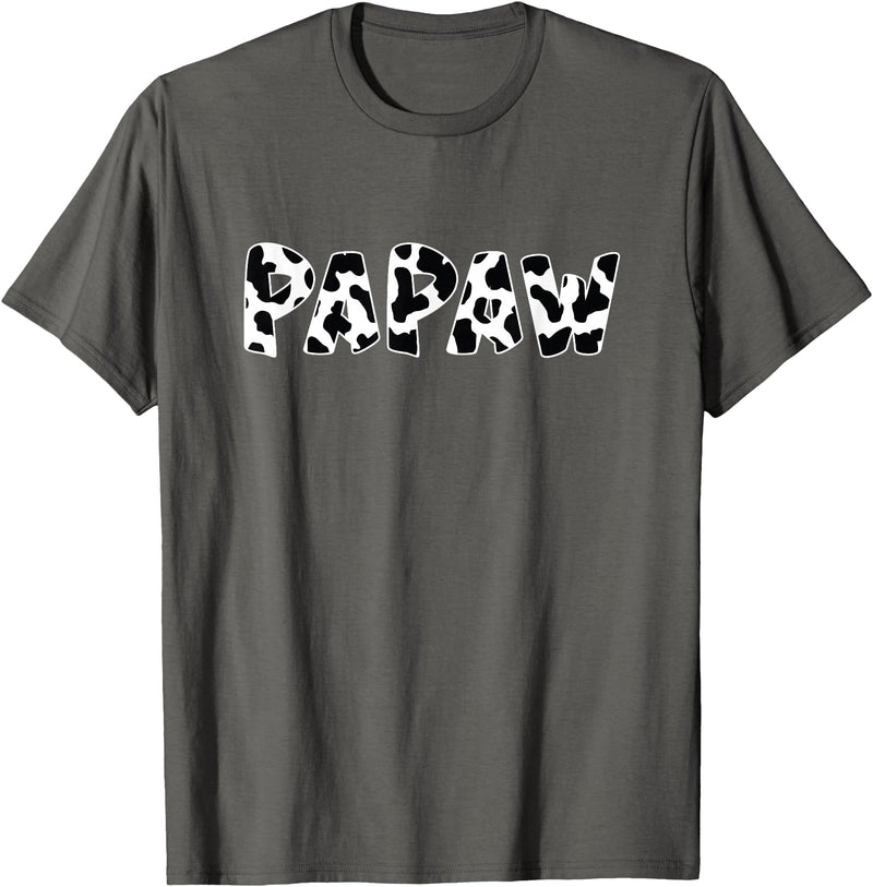 funny saying Gifts for Family Members and more Papaw Cow Print Cow Pattern T-Shirt - Asphalt Grey
