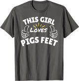 Pool This Girl Loves Various Food Apparel Fun Graphic-This Girl Loves Pigs Feet T-Shirt - Asphalt Grey
