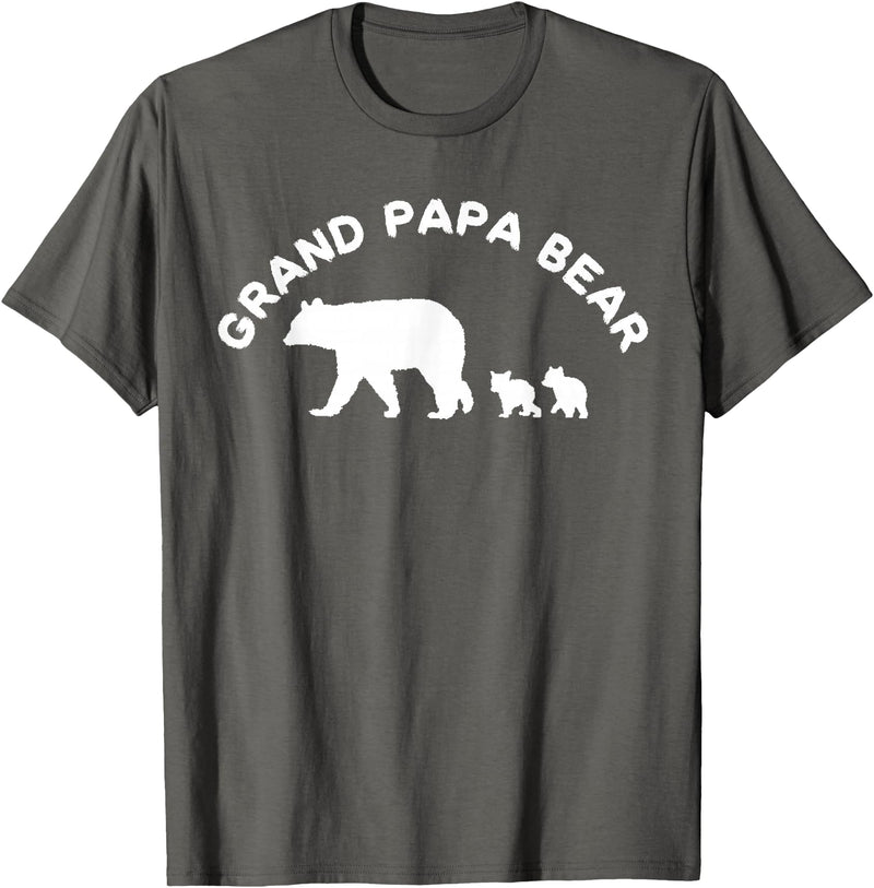 All in the Bear Family Grand Papa Bear Grandpa With 2 Two Cubs Gift T-Shirt - Asphalt Grey