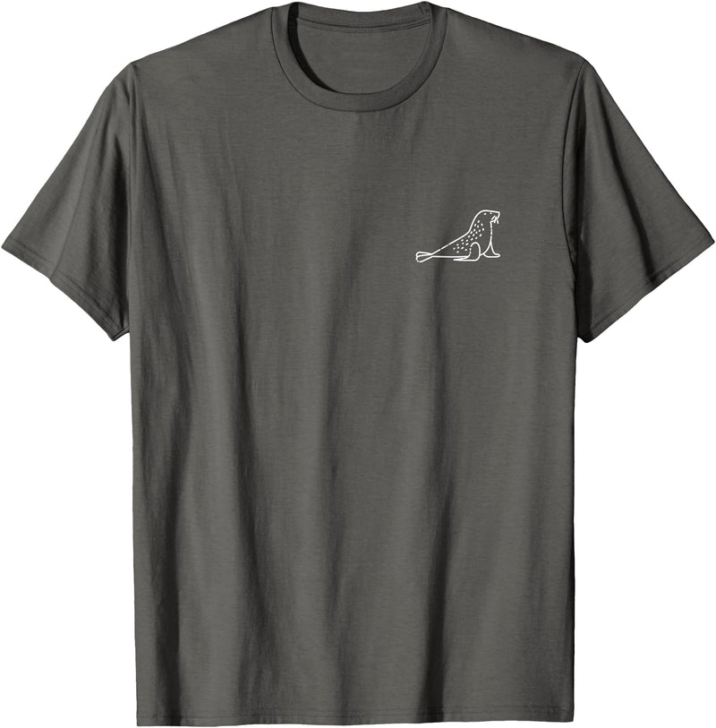 The Pocket Patch Badge Apparel Co Sea Lion Animal Badge Patch Line Art Outline Gift T-Shirt - Asphalt Grey