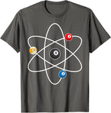 Cool Billiard Design For Men Women Atom Cue Ball Sport Game T-Shirt - Asphalt Grey