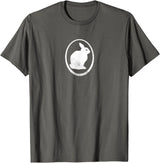 White Silhouette of a Bunny, Stylized for Rabbit Lovers T-Shirt in Asphalt Grey