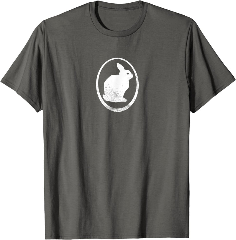 White Silhouette of a Bunny, Stylized for Rabbit Lovers T-Shirt in Asphalt Grey