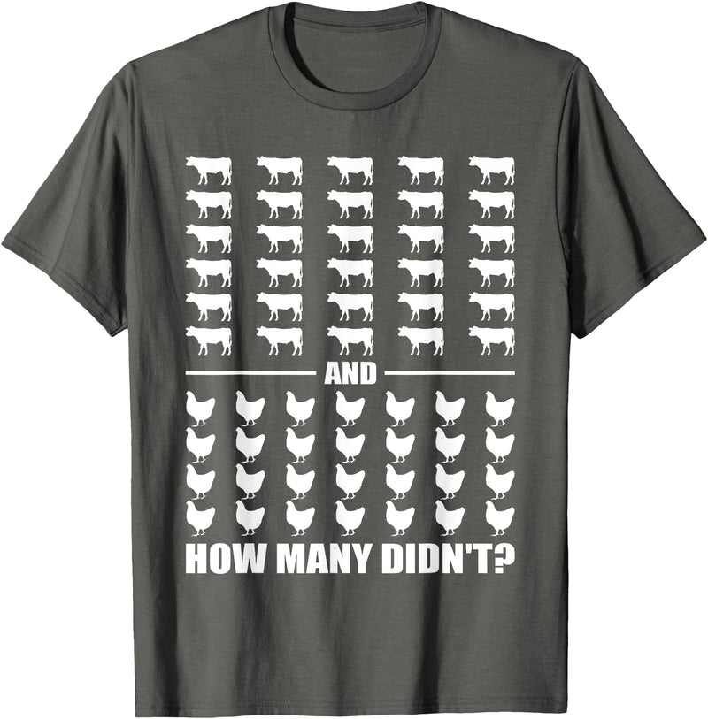 Funny Chicken and Cows Riddle 30 Cows and 28 Chickens How Many Didn't Funny Riddle Meme T-Shirt - Asphalt Grey
