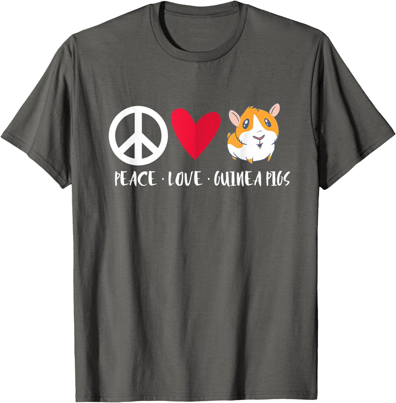 Pet Guinea Pig Owner Apparel Co. Peace Love Guinea Pigs Cute Furry Potato Pet Guinea Pig T-Shirt - Asphalt Grey