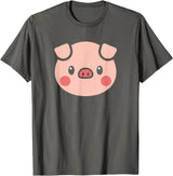 SHIRTSIDE PIG Pig Face Shirt Gift For Pig Lover T-Shirt - Asphalt Grey