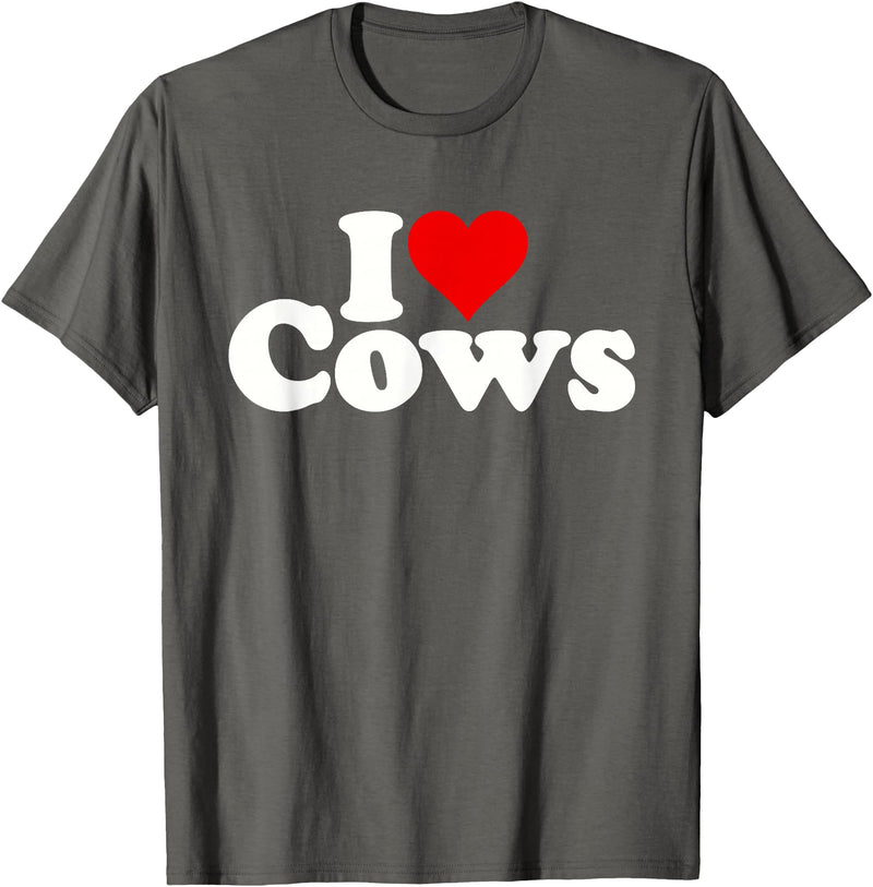 I HEART LOVE COWS I Love Heart Cows T-Shirt - Asphalt Grey