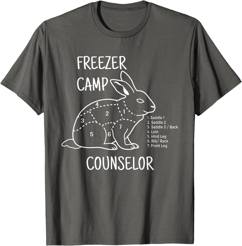 Freezer Camp Rabbit Meat - Funny Homestead and Hunter T-Shirt in Asphalt Grey