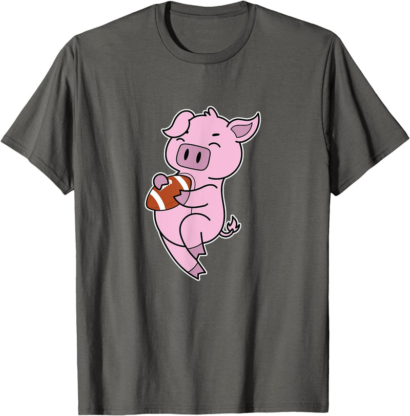 American Football USA animal Touchdown sport ball Pig plays American Football T-Shirt - Asphalt Grey