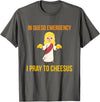 Green Cow Land In Queso Emergency I Pray To Cheesus T-Shirt - Asphalt Grey