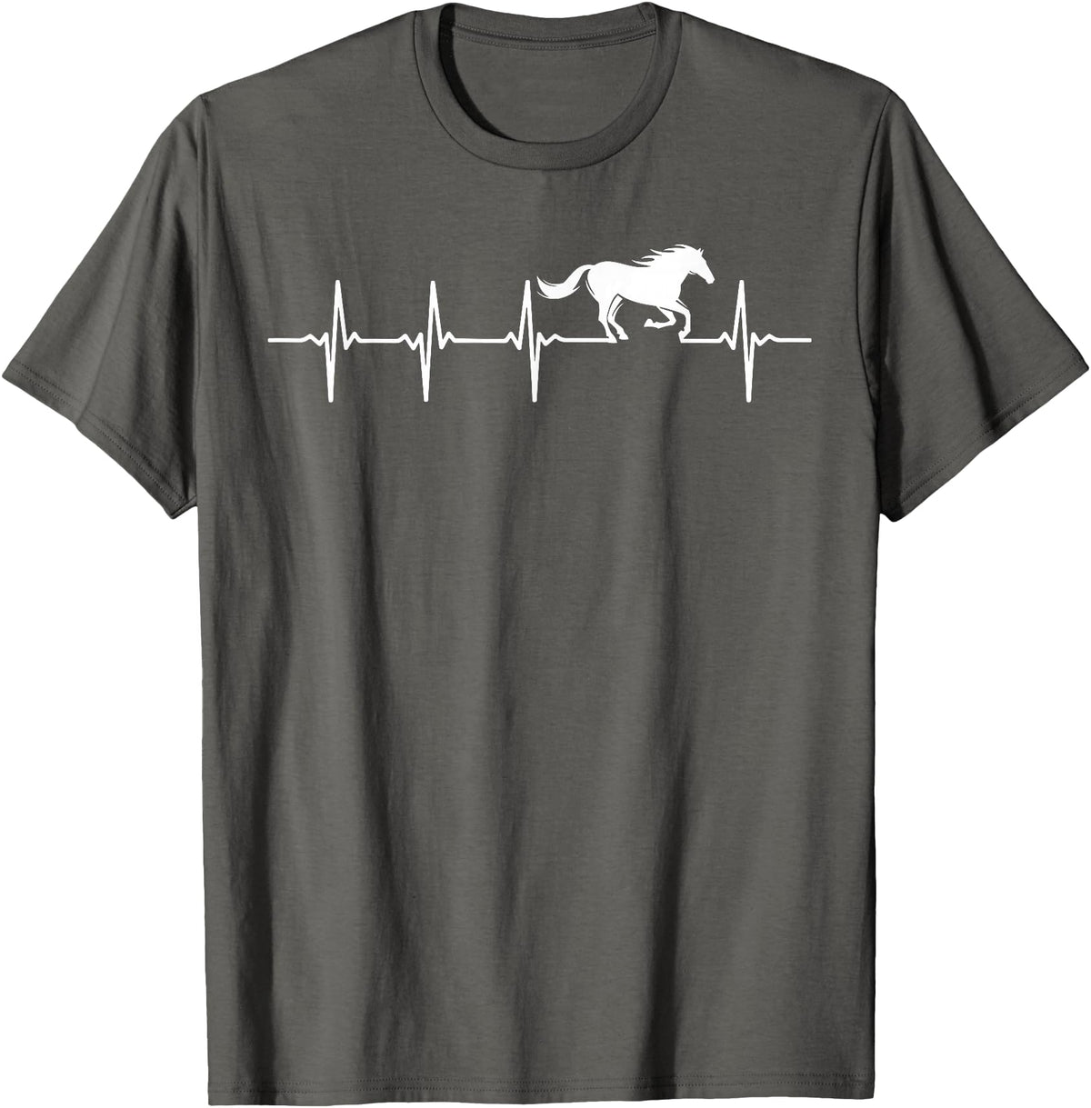 Heartbeat Horse Lover Gifts Women Men Girls Gifts Horse Lover Gifts Heart EKG Heartbeat Pulseline Cardiology T-Shirt - Asphalt Grey