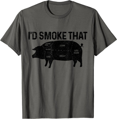 Chef Butcher BBQ I'd Smoke That Pig Pork Funny Father's Day T-Shirt
