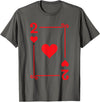 Playing Card Costume Tees - 2 Hearts Card - Two Card T-Shirt - Asphalt Grey
