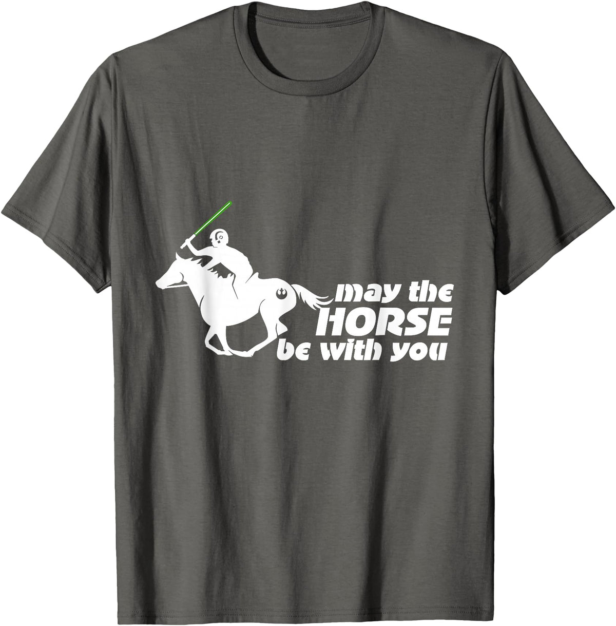 NickerStickers May the Horse Be With You | Equestrian Geek T-Shirt T-Shirt - Asphalt Grey