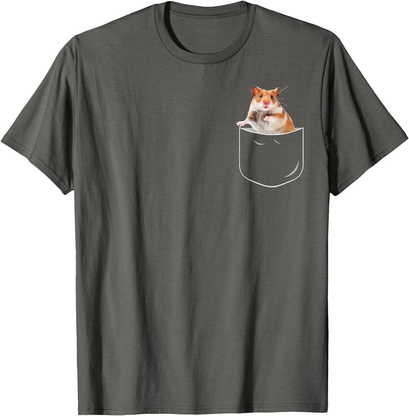 Pocket Hamster Shirt, Funny Hamster in Pocket Gift Tshirt T-Shirt - Asphalt Grey