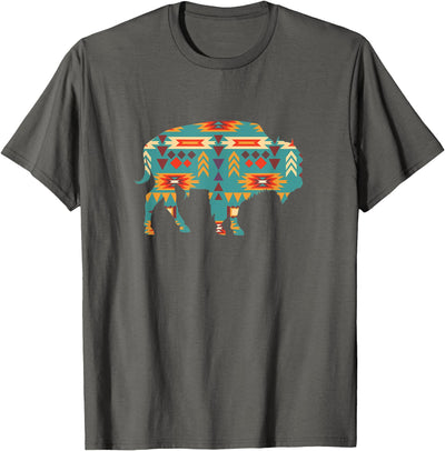 Lucky Wild Heart Ranch Unique Western Aztec Buffalo Navajo T-Shirt
