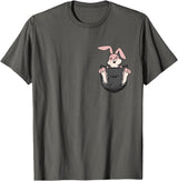 Cute Rabbit Bag Lover Bunny Graphic T-Shirt in Asphalt Grey