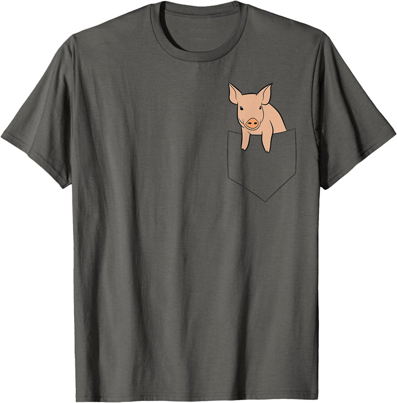 Funny Pig Farmer Gifts Pig in the Bag Funny Bags Pig T-Shirt - Asphalt Grey