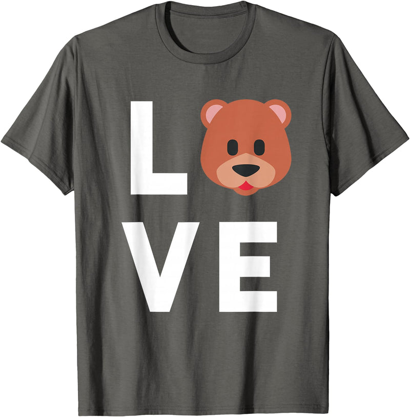 Teddy Bear Apparel Co. I Love Bears Cute Baby Bear Face Lover Kids T-Shirt - Asphalt Grey