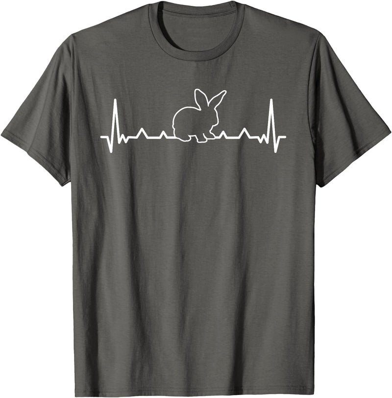 Rabbit Hearbeat Bunny Lover Pet Bunnies Owner Easter T-Shirt in Asphalt Grey