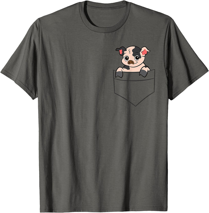 Funny Kunekune Pig Lover Gifts Kunekune Pig In a Pocket Cute Pocket Kunekune Pig T-Shirt - Asphalt Grey