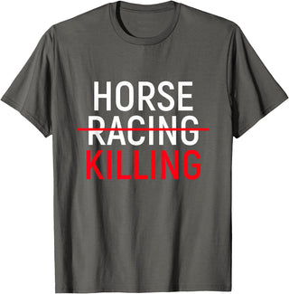 Nuleaf Advocacy Apparel Anti Horse Racing T-Shirt | Save Racehorses Equestrian Tee T-Shirt - Asphalt Grey