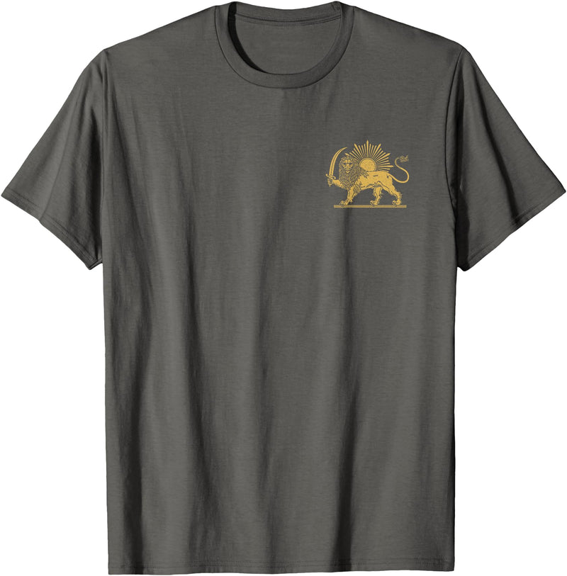 SHIR O KHORSHID Persian Lion and Sun Emblem Iran Symbol T-Shirt - Asphalt Grey