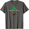 Deer Hunt Shirts Nature Calls with a pooping bear, funny elk hunting fishing T-Shirt - Asphalt Grey