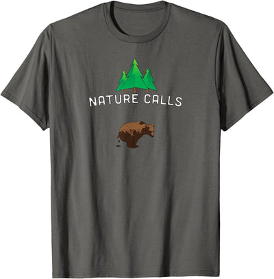 Nature Calls with a pooping bear, funny elk hunting fishing T-Shirt