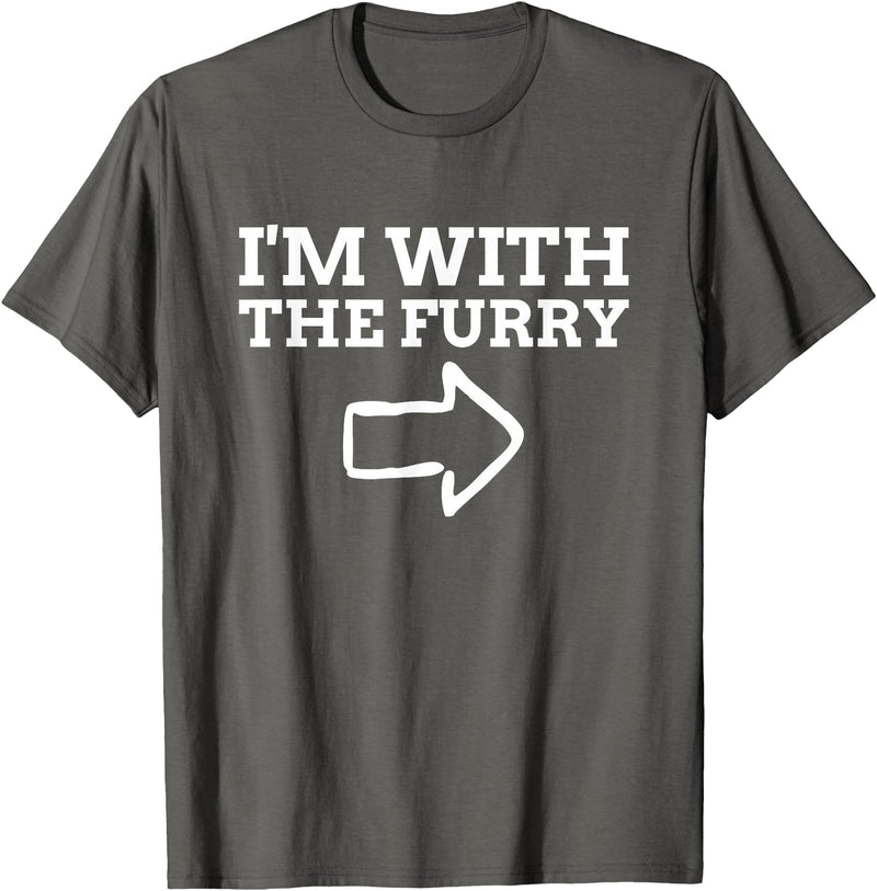 Furry Fandom Gifts I'm with The Furry T-Shirt - Asphalt Grey