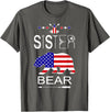 Patriotic Sister Bear Family Fun Sapphire Star Cool Patriotic Sister Bear Matching Family Flag 4th Of July T-Shirt - Asphalt Grey