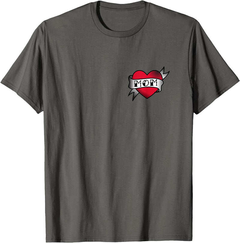 Mama Bear Tee Shirts Mom Heart Tattoo T-Shirt T-Shirt - Asphalt Grey