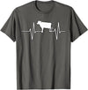 Animal Funny Farmer Farmers Gift Cow Cattle Beef Heartbeat Funny T-Shirt - Asphalt Grey