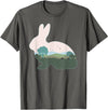 Rabbit Print with Landscape Rabbit Lover - Hare Bunny T-Shirt in Asphalt Grey