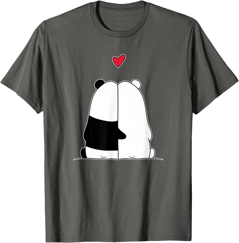 Nertees - Matching Outfits for Couples Couples Valentines Polar Bear Panda Bear T-Shirt - Asphalt Grey