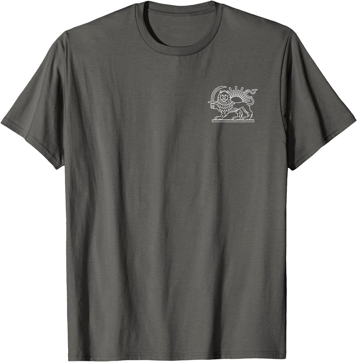 PERSIAN SYMBOLISM Persian Iran Lion and Sun Symbol T-Shirt - Asphalt Grey