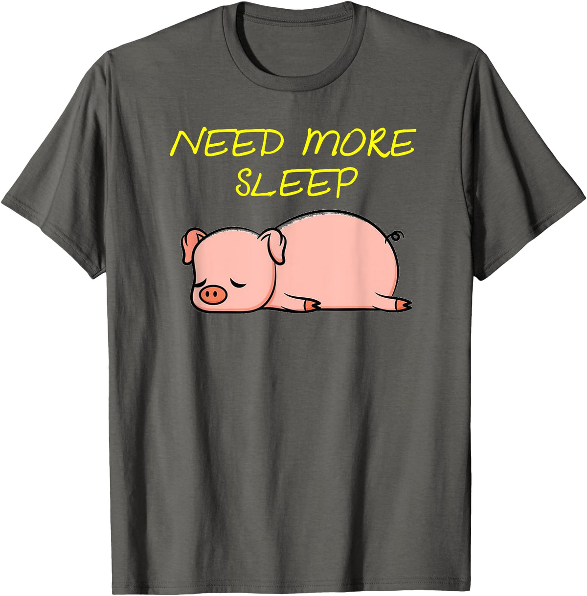 Cute Animal Pyjama Sleep Bed Outfits Funny Sleeping Pig Pajama Design for Bedtime T-Shirt - Asphalt Grey