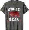 Uncle Bear Buffalo Dark Red Plaid Christmas Pajama Family T-Shirt - Asphalt Grey