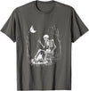 RetroPop Vintage Gear Camping Skeleton Bones Halloween Forest Campfire Graphic T-Shirt - Asphalt Grey