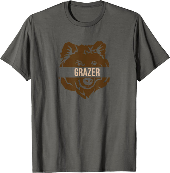 Brown Bear Lovers and Fat Grizzy Fans 2023 Grazer Bear design fat brown grizzly fan beartober week 2023 T-Shirt - Asphalt Grey